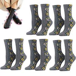 Ionfit Heatdetox Floral Socks, Fittex Heatdetox Floral Socks,5pairs Women's Slimming Socks Floral Design Vintage Crew Socks (Gray) von Yikeyuan