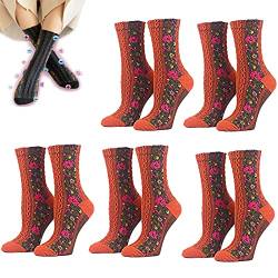 Ionfit Heatdetox Floral Socks, Fittex Heatdetox Floral Socks,5pairs Women's Slimming Socks Floral Design Vintage Crew Socks (Orange) von Yikeyuan