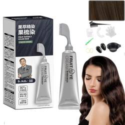 Xusheng Black Fruit Dye Cream,Xusheng Hair Dye Cream with Comb, Fruit Essence Hair Dyeing Comb, Hair Dye for Gray Hair Coverage, Black Hair Dye for Men Women, Multiple Colors (Black-brown) von Yikeyuan