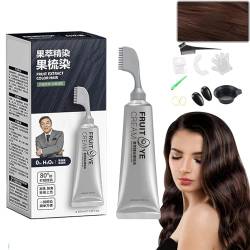 Xusheng Black Fruit Dye Cream,Xusheng Hair Dye Cream with Comb, Fruit Essence Hair Dyeing Comb, Hair Dye for Gray Hair Coverage, Black Hair Dye for Men Women, Multiple Colors (Chestnut brown) von Yikeyuan