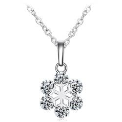 Yikoly Damen mädchen Kette silber 925 mit anhänger Mode Schneeflocke Glitzer Kurz Sommer Schmuck Y-Kette, Collier für Frauen Tochter (Silber) von Yikoly