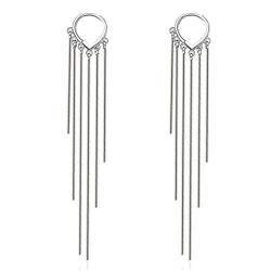 Yikoly Ohrringe Damen Creolen Silber 925 Einfache Lange Quaste Herz-form Ohrstecker Mode Hoop Ohrschmuck von Yikoly