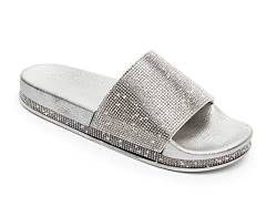 Yikoly Pantoletten Glitzer Strass Mode Flache rutschfest Sommer Frauen Plateau Strand Sandalen Hausschuhe Damen Sommer Indoor/Outdoor Süße Pantoletten Gr.36-41 (Silber, Numeric_38) von Yikoly