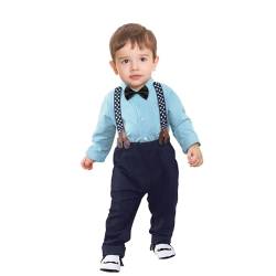 Yilaku Baby Jungen Kleidung Kleikind Anzug Hosen Hemd Strampler Hochzeit Taufanzug Festlich Bekleidungssets für Kleikind Kinder,Himmelblau,110 von Yilaku