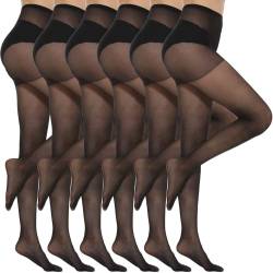 Yilanmy 6er-Pack Strumpfhosen Für Damen 20 Den Transparent Matt Feinstrumpfhose mit Stretch Komfortbund-6 Paare Schwarz,M von Yilanmy