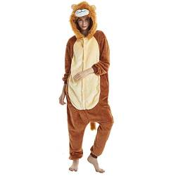 Yimidear Tier Pyjama Kostüm Erwachsene Flanell Onesies Halloween Cosplay für Kostüm Erwachsene und Jugendliche (L, Löwe) von Yimidear