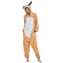 Yimidear Tier Pyjama Kostüm Erwachsene Flanell Onesies Halloween Cosplay für Kostüm Erwachsene und Jugendliche (S, Hirsch) von Yimidear