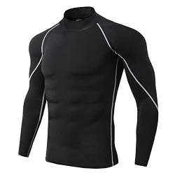 Yimutian Herren Laufshirt Funktionsshirt Langarmshirt Sportshirt Schnelltrocknend Kompressionsshirt Langarm für Gym Jogging Fitness Schwarz/Grau L von Yimutian