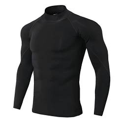 Yimutian Herren Laufshirt Funktionsshirt Langarmshirt Sportshirt Schnelltrocknend Kompressionsshirt Langarm für Gym Jogging Fitness Schwarz XL von Yimutian