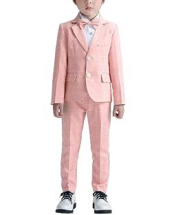 Yimutian Jungen Anzug Set 4tlg Langarm Hemd + Hose + Jacke+ Fliege Anzug Geburtstag Hochzeit Gentlemen Bekleidungssets Outfits Rosa 3-4 Jahre von Yimutian