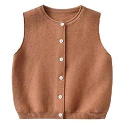 Yimutian Kinder Baby Jungen Strickweste, Mädchen Pullunder Ärmellos Baumwolle Sweater Pullover Kinder Gestrickte Weste Top Braun 80 von Yimutian