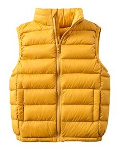 Yimutian Kinder Daunenweste Jungen Mädchen Warme Leichte Ärmellos Winterjacke Steppweste Winter jacke Pufferweste mit Reißverschluss Gelb 110 von Yimutian