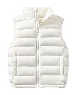 Yimutian Kinder Daunenweste Jungen Mädchen Warme Leichte Ärmellos Winterjacke Steppweste Winter jacke Pufferweste mit Reißverschluss Weiß 140 von Yimutian