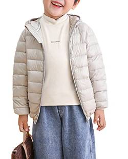 Yimutian Kinder Junge Mädchen Leichte Daunenjacke mit Kapuze Unisex Kinder Winterjacke Winter Warme Jacket Steppjacke Daunenmantel Hellgrau 130 von Yimutian