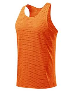 Yimutian Tank Top Herren Ärmellos Sportshirt Masche Schnelltrocknendes Gym Unterhemd Laufshirt für Männer Orange XL von Yimutian