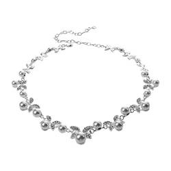 Yinchus Korea Art Hochzeit Schmucksache weisser Schmetterling geformter Kristall Strass Imitieren Perlen Halsketten Ohrring Satz von Yinchus