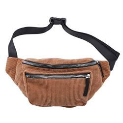 Yinew Cord Brusttasche Gürteltasche Mit Reißverschluss Mode Schulter Messenger Bags Handytasche Fanny Geschenk Für Frauen, Khaki (Kauf schuss braun) von Yinew