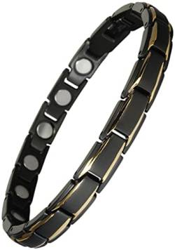 Yinga-Vital Original Magnetarmband für Damen im Stil Black-Gold. Extrastarke 4000 Gauss Magnete, Länge 16,5cm - von Yinga-Vital
