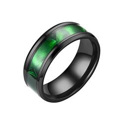 8 mm Edelstahl Regenbogen Farbe sandgestrahlte Ringe Eheringe für Damen Ringe für Männer Milchringe Geometrie Ringe Größe 6 bis 13 Vollfingerringe für Frauen, grün, 9 von Yinguo