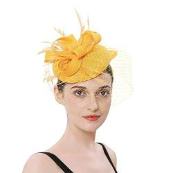 Batik-Stirnbänder, Hüte für Damen, Fascinatoren, Damen, Pillbox, Blumenhut für Teeparty, Cocktailball, Hochzeit, Kirche (3-gelb, Einheitsgröße) von Yinguo