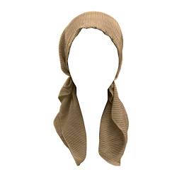 Baumwoll-Stirnbänder für Frauen Kopfhut Kappe ethnisch böhmische vorgebundene Zopf Haarabdeckung Wrap Turban Kopfbedeckung Hut (Khaki-G, Einheitsgröße) von Yinguo