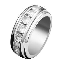 Border Herren und Damen Ehering Licht Luxus Hip Hop Stil Zirkon Index Fingerring Herren und Damen Ring Hersteller Größe 11 Ringe für Frauen Set, D, Einheitsgröße von Yinguo