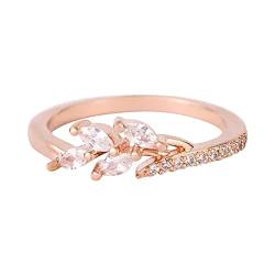 Breiter Ring Schöne Schmuckringe Liebesringe Damen Fretting Perlenringe Damen Mode Stil Öffnung Verstellbarer Schmuck Eheringe Beste Geschenke für Valentinstag Chunky Ring Set, rose gold, 34 von Yinguo