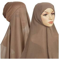Damen-Hijab-Bandage, lässig, einfarbig, mehrfarbig, muslimisch, Hijab, nicht glatt, Einheitsgröße, A-Khaki von Yinguo