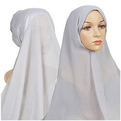 Damen-Hijab-Bandage, lässig, einfarbig, mehrfarbig, muslimisch, Hijab, nicht glatt, Einheitsgröße, Grau von Yinguo