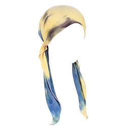 Damen-Kopfbedeckung, lässig, floral, bedruckt, Kopfbedeckung, muslimische Turban-Kappe, lässige Kopfbedeckung, coole Herrenmützen (Blau-D, Einheitsgröße) von Yinguo