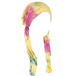 Damen-Kopfbedeckung, lässig, floral, bedruckt, Kopfbedeckung, muslimische Turban-Kappe, lässige Kopfbedeckung, coole Herrenmützen (Gelb-D, Einheitsgröße) von Yinguo