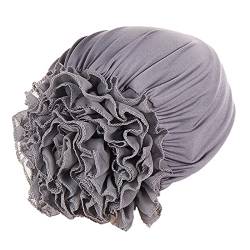 Damen-Kopfbedeckung, lässig, solide Blumen, Kopfbedeckung, muslimische Turban-Kappe, lässige Kopfbedeckung, Herren-Schweißband (Grau #3, Einheitsgröße) von Yinguo