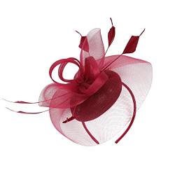 Hoop Stirnbänder für Frauen 2023 Fascinator Hut Blume Feder Mesh Tee Party Haarband für Frauen (RD2-4, Einheitsgröße) von Yinguo