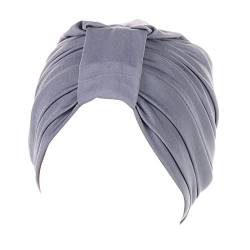 Hutaufbewahrung für Baseballmützen Wand Frauen Knoten Mode Plissee Turban Kappe Headwrap Schlafmütze (B-Grau, Einheitsgröße) von Yinguo