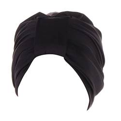 Hutaufbewahrung für Baseballmützen Wand Frauen Knoten Mode Plissee Turban Kappe Headwrap Schlafmütze (B-Schwarz, Einheitsgröße) von Yinguo
