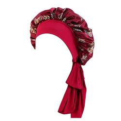 Knoten Stirnband Frauen Kopfhut Kappe Haar Turban Kopf Wrap Turban Hüte Bad Duschhaube Badehut Haar Duschkappen Nachtmütze Stirnbänder für Männer (Rot, Einheitsgröße) von Yinguo