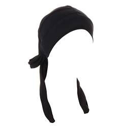 Lässige Damen-Kopfbedeckung, muslimische Turban-Kappe, Kopfbedeckung, Turban-Kappe, coole Herren-Hüte (schwarz-b, Einheitsgröße) von Yinguo