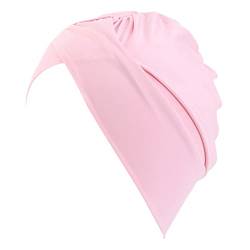Muslimischer Turban für Damen, einfarbig, Haarhaube mit Kopftuch, Wickelabdeckung, Jungen-Haarband (C-Pink, Einheitsgröße) von Yinguo