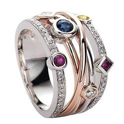 Niedliche Ringe für Damen, 610, schöne Kupfer-Größe, Blumen-Schmuck, Ring, wunderschöne Ringe für Teenager, Mehrfarbig 8, 34 von Yinguo