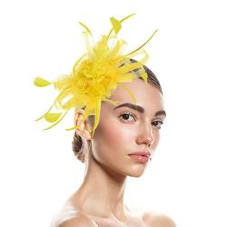Niedliche Stirnbänder für Mädchen, Hüte für Frauen, Fascinatoren, Damen, Blumenhut für Teeparty, Cocktailball, Hochzeit, Kirche (gelb-C, Einheitsgröße) von Yinguo