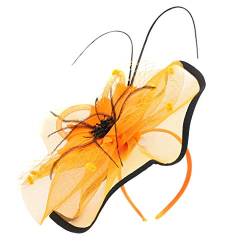 Niedliche Stirnbänder für Mädchen Hochzeit Cocktail Clip Haar Mädchen Frauen Haarnadel Hut Party Fascinatoren Tee Stirnband (1-Orange, Einheitsgröße) von Yinguo