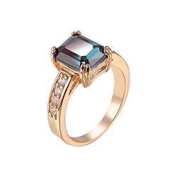 P4l Ring für Damen, glänzend, 7 Farben, Zirkonia-Ring, Verlobung, Eheringe, gold, 32 von Yinguo