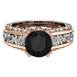 Ring Geschenk Trennung Damen Ring vergoldet Gold Farbe Rose Legierung Schmuck Ringe Western Ringe Größe 11, Schwarz , 5 von Yinguo