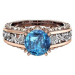 Ring Geschenk Trennung Damen Ring vergoldet Gold Farbe Rose Legierung Schmuck Ringe Western Ringe Größe 11, blau, 38 von Yinguo
