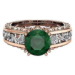 Ring Geschenk Trennung Damen Ring vergoldet Gold Farbe Rose Legierung Schmuck Ringe Western Ringe Größe 11, grün, 34 von Yinguo