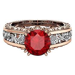 Ring Geschenk Trennung Damen Ring vergoldet Gold Farbe Rose Legierung Schmuck Ringe Western Ringe Größe 11, rot, 36 von Yinguo