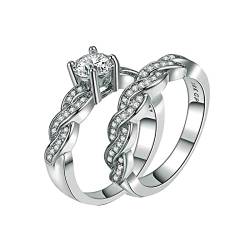 Vintage-Damen-Ring, Paarring, schöne Diamanten, Silber, Verlobungsring, Ehering, silber, 32 von Yinguo