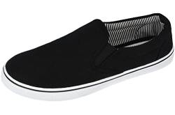 Herren Canvas Mesh Slip On Espadrilles Casual Low Top Plimsoll Turnschuhe Größe 40-47, Schwarz, 42 1/3 EU von Yinka Shoes