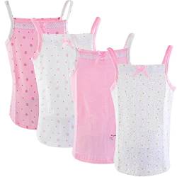 Yintry Bedruckte Unterhemden für Mädchen Baumwollunterhemd/Tanktops für 2-12 Jahre Elastische Cami-Westen 4er-Pack (8-9 Jahre, Stil 1) von Yintry