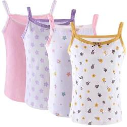 Yintry Bedruckte Unterhemden für Mädchen Baumwollunterhemd/Tanktops für 2-12 Jahre Elastische Cami-Westen 4er-Pack von Yintry